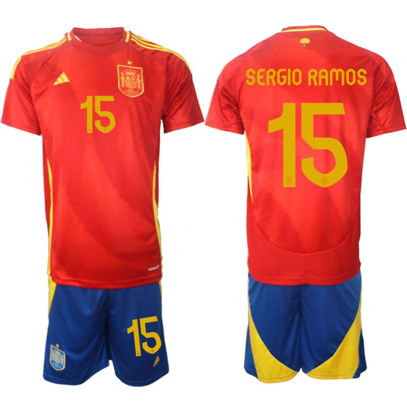 Men 2024-2025 Season Spain home red #15 Soccer Jersey->spain jersey->Soccer Country Jersey